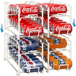 imageSimple Houseware Soda Can Organizer Stackable Rack Dispenser for PantryRefrigerator 4 Pack WhiteWhite