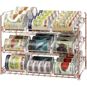 imageSimple Houseware Stackable Can Organizer Rack for PantryCabinet  115quot D x 17quot W x 1375quot H Holds 36 Cans 3Tier Can Food Storage Dispenser ChromeRose Gold