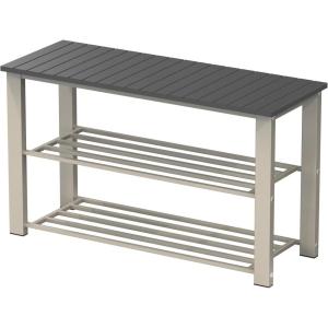 imageSimple Houseware Wood Top Shoe Storage Bench for Entryway Rustic BrownGrey