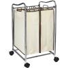 imageSimple Houseware 2Bag Heavy Duty Rolling Laundry Sorter Cart Chrome  2 Section Removable Bags and Lockable Wheels for Laundry Room OrganizationChrome
