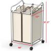 imageSimple Houseware 2Bag Heavy Duty Rolling Laundry Sorter Cart Chrome  2 Section Removable Bags and Lockable Wheels for Laundry Room OrganizationChrome