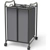 imageSimple Houseware 2Bag Heavy Duty Rolling Laundry Sorter Cart Chrome  2 Section Removable Bags and Lockable Wheels for Laundry Room OrganizationDark Gray