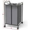 imageSimple Houseware 2Bag Heavy Duty Rolling Laundry Sorter Cart Chrome  2 Section Removable Bags and Lockable Wheels for Laundry Room OrganizationDark Gray