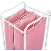 imageSimple Houseware 2Bag Heavy Duty Rolling Laundry Sorter Cart Chrome  2 Section Removable Bags and Lockable Wheels for Laundry Room OrganizationPink