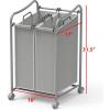 imageSimple Houseware 2Bag Heavy Duty Rolling Laundry Sorter Cart Chrome  2 Section Removable Bags and Lockable Wheels for Laundry Room OrganizationSilver