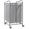 imageSimple Houseware 2Bag Heavy Duty Rolling Laundry Sorter Cart Chrome  2 Section Removable Bags and Lockable Wheels for Laundry Room OrganizationSilver