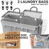 imageSimple Houseware Extra Large Rolling Laundry Cart  Heavy Duty Hamper with 2 Removable Bags ampamp 6 Smooth Wheels  Commercial Laundry Organizer for Home Hotel Dorm Gym Gray