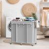imageSimple Houseware Extra Large Rolling Laundry Cart  Heavy Duty Hamper with 2 Removable Bags ampamp 6 Smooth Wheels  Commercial Laundry Organizer for Home Hotel Dorm Gym Gray