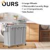imageSimple Houseware Extra Large Rolling Laundry Cart  Heavy Duty Hamper with 2 Removable Bags ampamp 6 Smooth Wheels  Commercial Laundry Organizer for Home Hotel Dorm Gym Gray