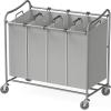 imageSimple Houseware HeavyDuty 3Bag Cart  4Bag Laundry Sorter Cart Silver
