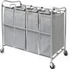 imageSimple Houseware HeavyDuty 3Bag Cart  4Bag Laundry Sorter Cart Silver