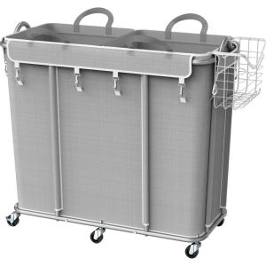 imageSimple Houseware Extra Large Rolling Laundry Cart  Heavy Duty Hamper with 2 Removable Bags ampamp 6 Smooth Wheels  Commercial Laundry Organizer for Home Hotel Dorm Gym Gray