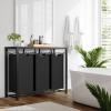 imageSimple Houseware 3Section Laundry Sorter with Tabletop Shelf 3 PullOut 10Gallon Hampers Metal Frame Laundry Organizer for Bedroom Bathroom Rustic Brown