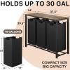 imageSimple Houseware 3Section Laundry Sorter with Tabletop Shelf 3 PullOut 10Gallon Hampers Metal Frame Laundry Organizer for Bedroom Bathroom Rustic Brown