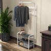 imageSimple Houseware Coat Rack with Storage Shelf Freestanding Hall Tree with Hooks for Entryway Bedroom Office Black Metal Clothes Hanger Stand for Coats Hats Jackets Bags  BlackWhite
