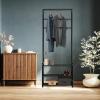 imageSimple Houseware Coat Rack with Storage Shelf Freestanding Hall Tree with Hooks for Entryway Bedroom Office Black Metal Clothes Hanger Stand for Coats Hats Jackets Bags  BlackBlack