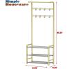 imageSimple Houseware Coat Rack with Storage Shelf Freestanding Hall Tree with Hooks for Entryway Bedroom Office Black Metal Clothes Hanger Stand for Coats Hats Jackets Bags  BlackChampagne Gold