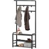imageSimple Houseware Coat Rack with Storage Shelf Freestanding Hall Tree with Hooks for Entryway Bedroom Office Black Metal Clothes Hanger Stand for Coats Hats Jackets Bags  BlackBlack