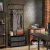 imageSimple Houseware Coat Rack with Storage Shelf Freestanding Hall Tree with Hooks for Entryway Bedroom Office Black Metal Clothes Hanger Stand for Coats Hats Jackets Bags  BlackBlack