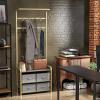 imageSimple Houseware Coat Rack with Storage Shelf Freestanding Hall Tree with Hooks for Entryway Bedroom Office Black Metal Clothes Hanger Stand for Coats Hats Jackets Bags  BlackChampagne Gold