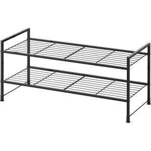 imageSimple Houseware 2Tier Stackable Mesh Shoe Rack BlackWired Grid Panel